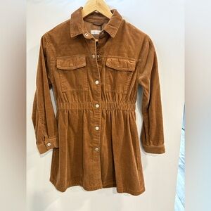 Zara Girls Corduroy Snap Button-Front Dress Jacket in Camel Brown